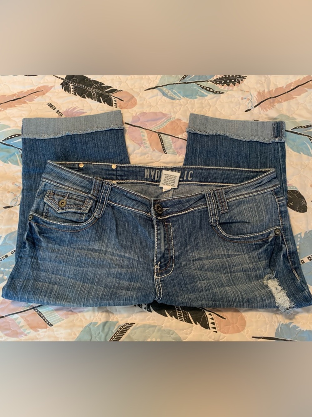Hydraulic Women's Dark Blue Cropped Jeans with Cuffed Hem